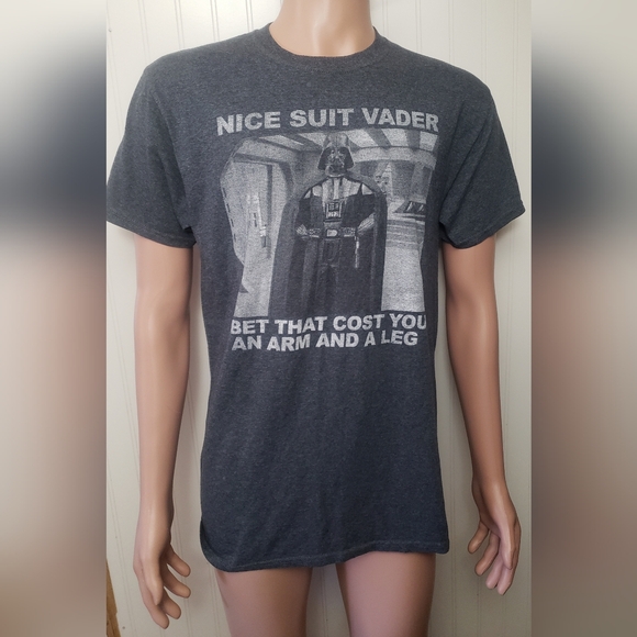 Gray Star Wars Darth Vader Fun Graphic T-Shirt- Sz M - Picture 2 of 8